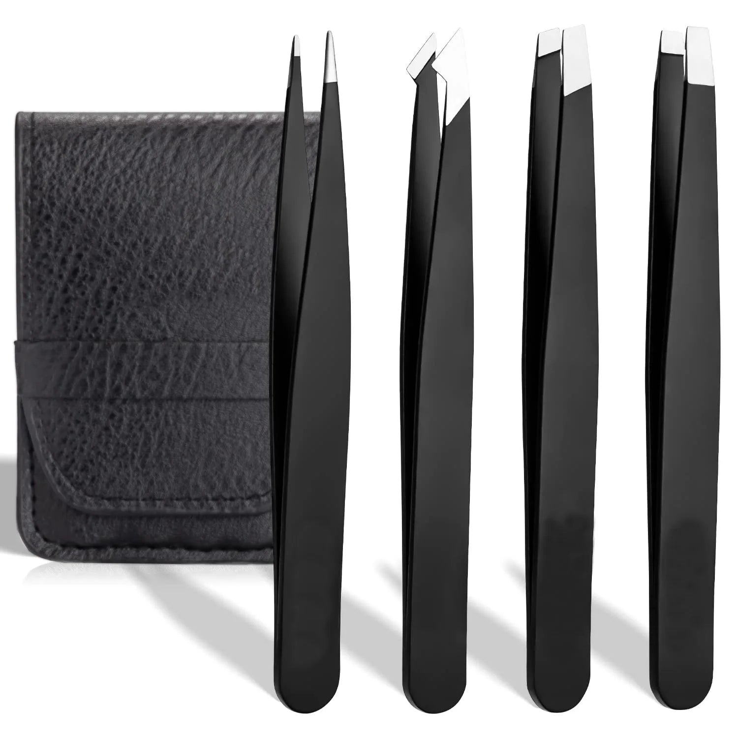 Tweezers Set 4piece Private Label Eyebrow Tweezers Set with Pouch Custom Eyebrow Grooming Kit for Female  Eyebrow Tweezers