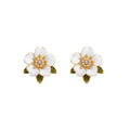 2024 New Fashion Earrings Small Fresh Green Flower Earrings Korean High-grade Temperament Style.