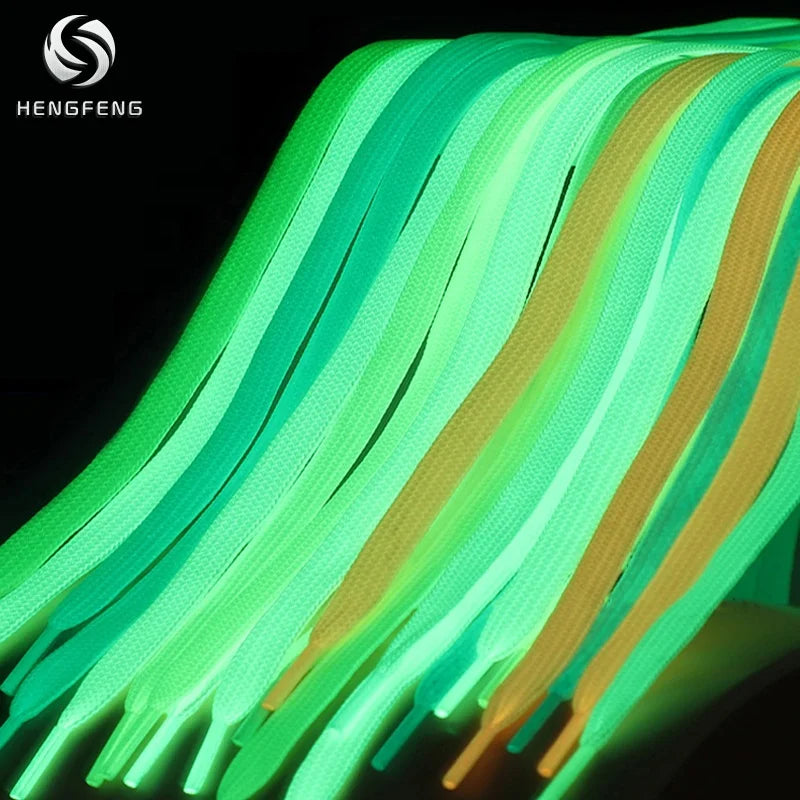 Wholesale Reflective Flat Luminous 10mm Polyester Shoelaces Colorful Fluorescent Fashion Accessory