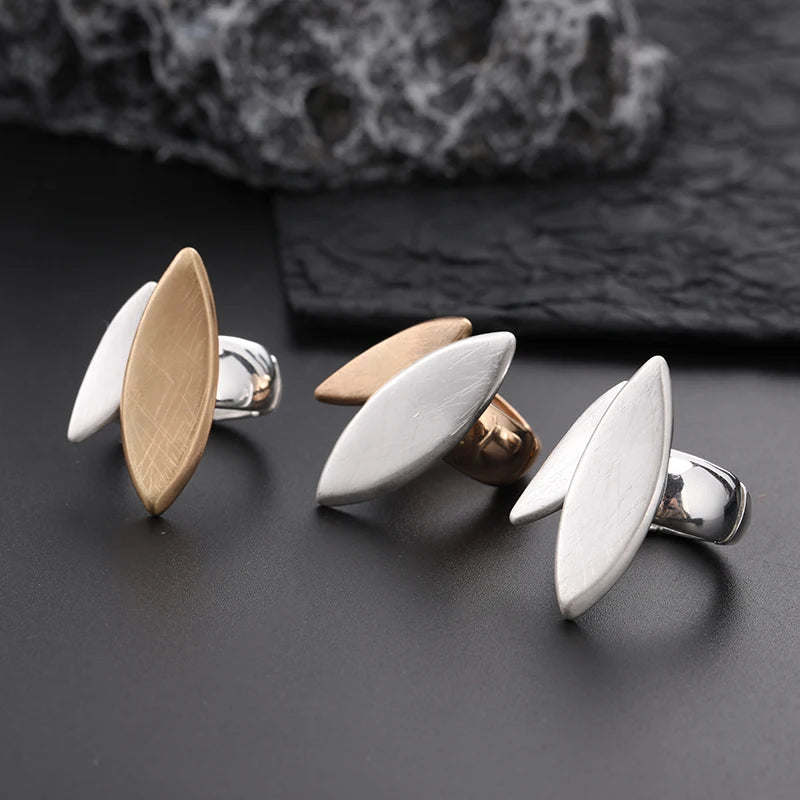 TongLing European 3 Colors Elastic String Fancy Rings Adjustable Silver Gold Plated Leaf Shape Women Rings