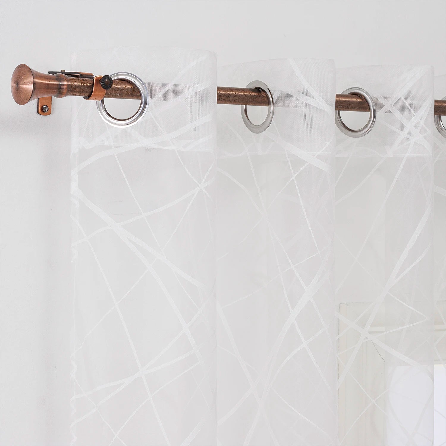 Wholesale Cheap White Tulle Sheer Burnt Out Curtains Geometric Pattern Window Decor for Living Room