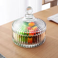Wholesale Luxury Wide Mouth Yurt Stripe Shape Bright Large Size  Glass Candy Jar With Lid