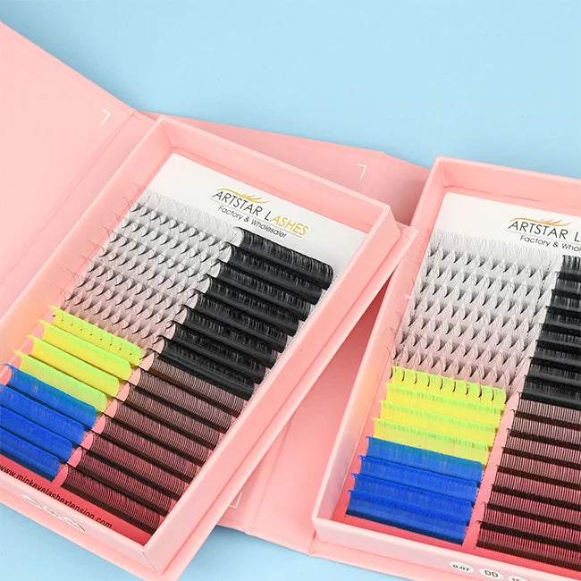 Russian Volume Fast Fanning Eyelash Extensions Wholesale Own Brand  0.03 D Fast Easy Fan Eyelashes Rapid Bloom Lashes