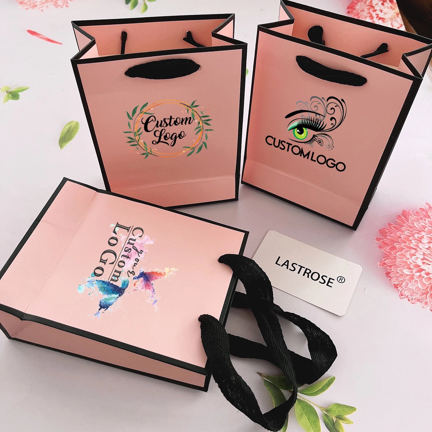 OEM Lash Bag Cardboard Packaging Shopping Paper Bag With Handles Eyelash Gift Bag