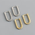 New Personality 925 Sterling Silver Fashion Simple Twisted Chain U Shape Glossy Hoop Earrings