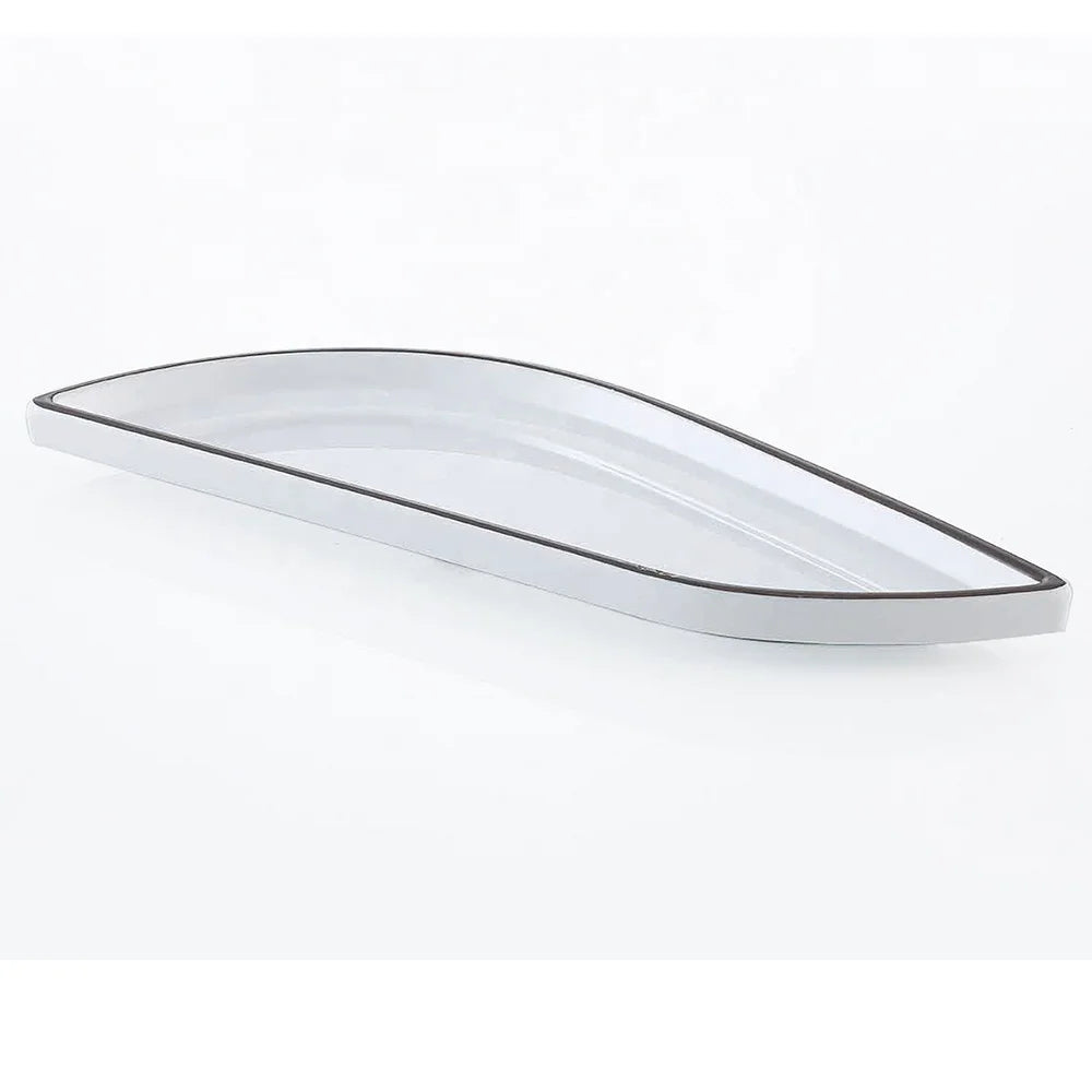 Factory Wholesale Restaurant Tableware Printing Rimmed Irregular White Melamine Dinner Plate