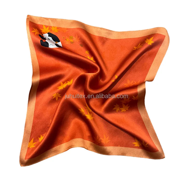 Custom 100% Pure Silk Square Hair Scarf Wrap With Digital Print Headscarf 35*35cm Silk Bandana