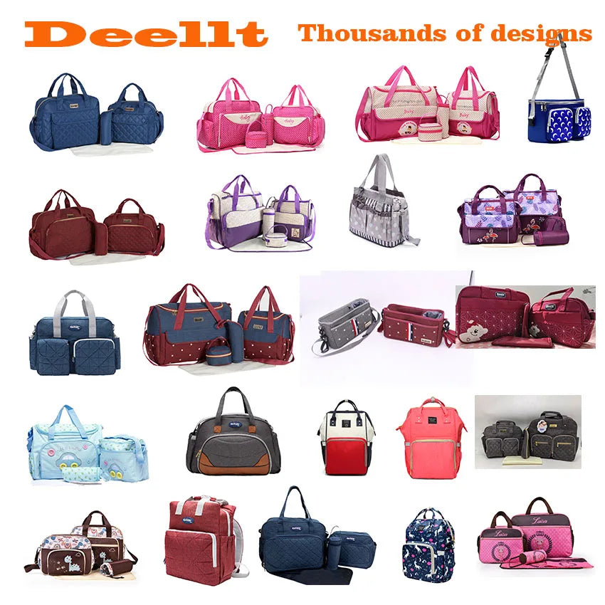 Deellt Brand Fashion Large Capacity Diaper Mommy Bags Top Selling Wholesale Water-Proof Polyester 34x42x24cm Custom Color All