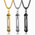 Wholesale Stainless Steel Mini Glass Bottle Memorial Necklace 7*49mm Silver / Gold / Black Wish Glass Bottle Pendants Necklace