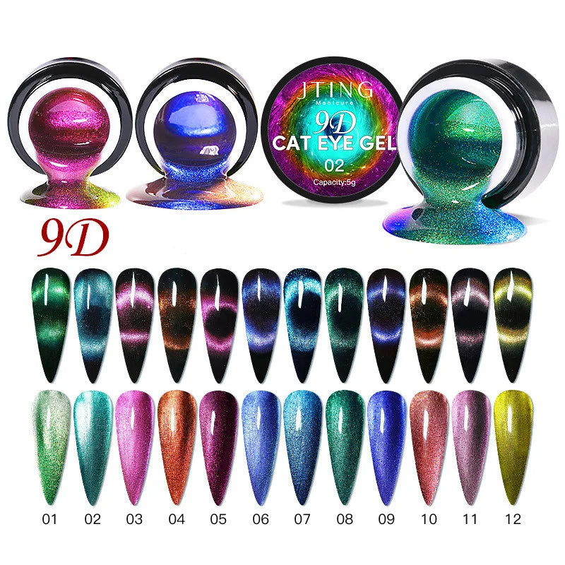 OEM 15ml/10ml/8ml 9D Cat Eye Gel Polish Wholesale Diamond Cat Eye Gel Nail Supplies Different Types galaxy Cat Eye Gel
