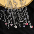Fashion Y2K Style Colorful Love Pink Zircon Rhinestone Black Heart Pendant Necklace