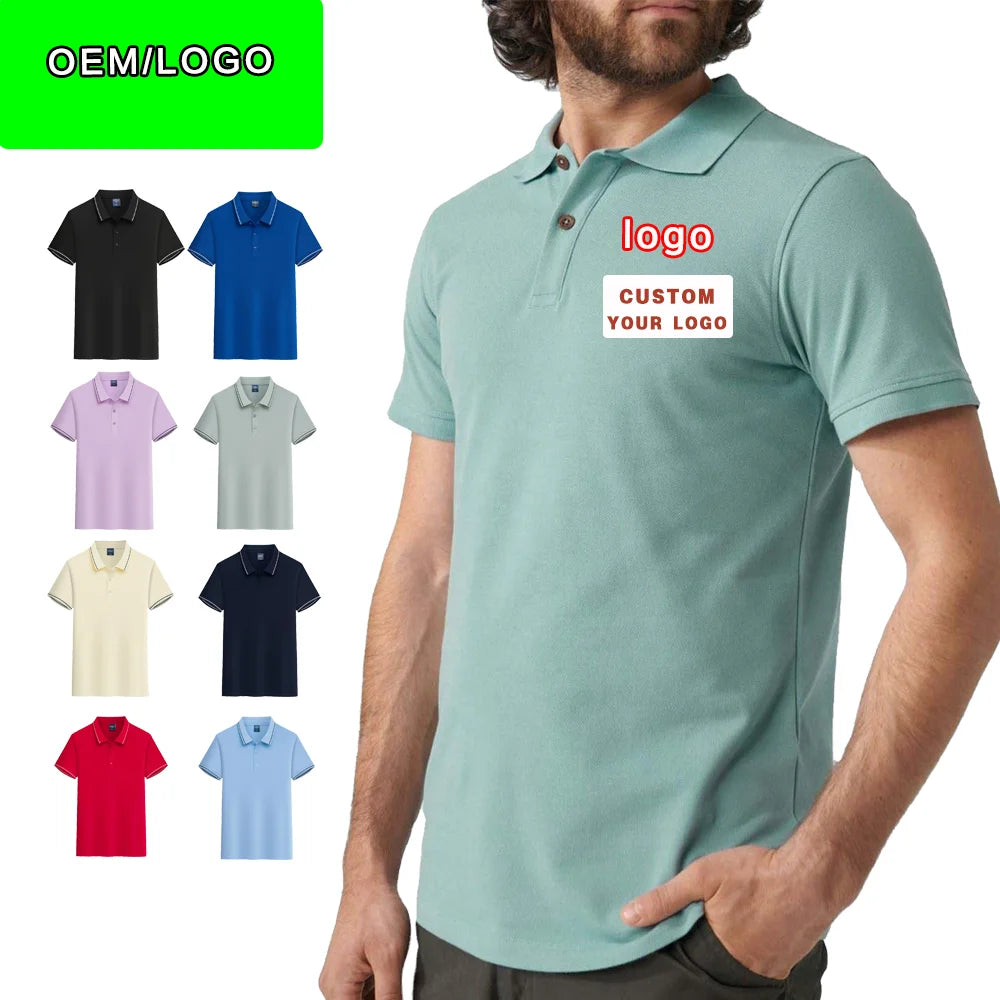 Customized Men's Golf for Polo Shirt Uniform Plain Blank T-Shirt Embroidered Logo Solid Pattern Men's Customized Logo for Polo S
