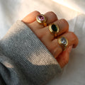 Elegant Vintage Stainless Steel Bohemia Square Zircon Rings Jewelry
