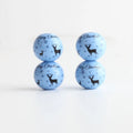 Wholesales Christmas Cheap Chunky Jewelry Necklace Loose Round Matte Ice Blue Wood Beads 20mm Printing Deer ACASA ARTO