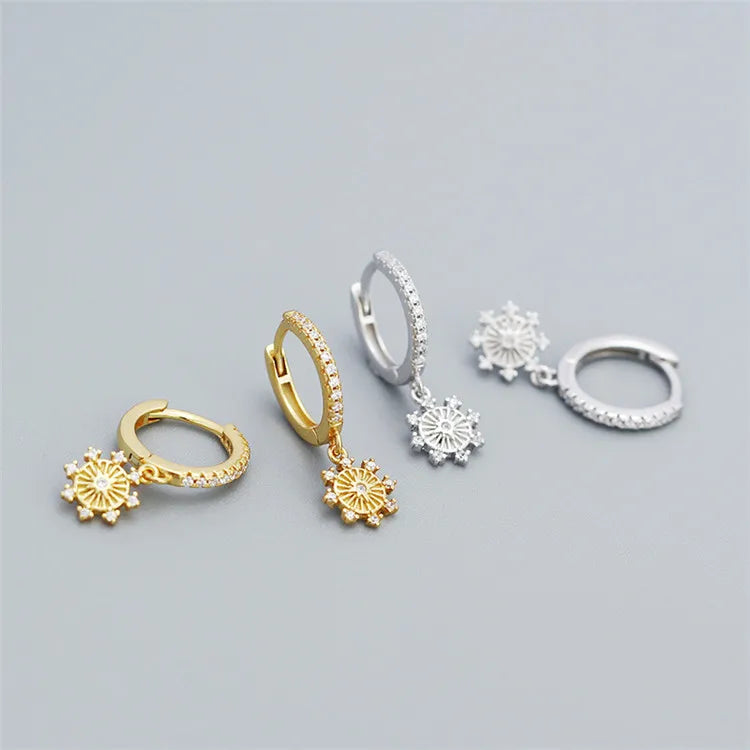 SP Women Fashion High Quality 925 Sterling Silver Zirconia Hoops Diamond Star Drop Earrings
