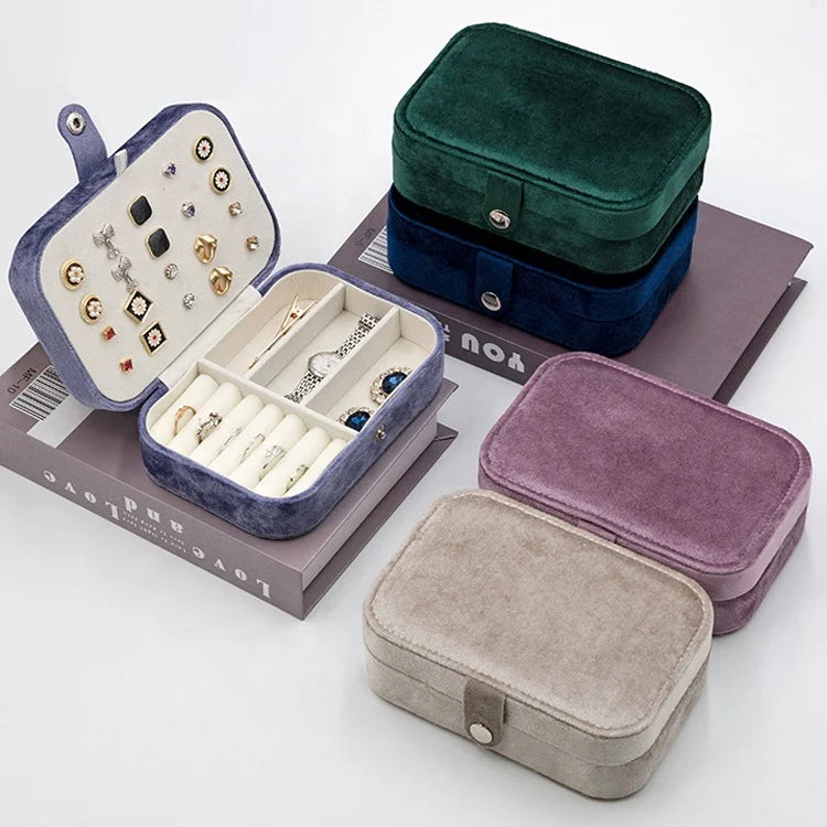 Women Girls Portable Jewellery Storage Earring Rings Packaging Case Schmuckschatulle Custom Velvet Travel Jewelry Box Organizer