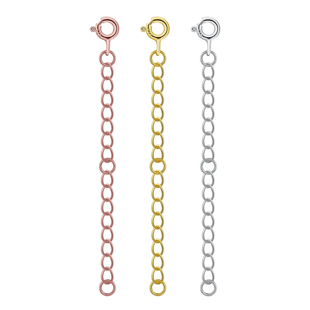 APS02 RINNTIN 2 3 Inches 925 Sterling Silver Necklace Extender Bracelet Extender Extender Chain with Light Spring Ring Clasp
