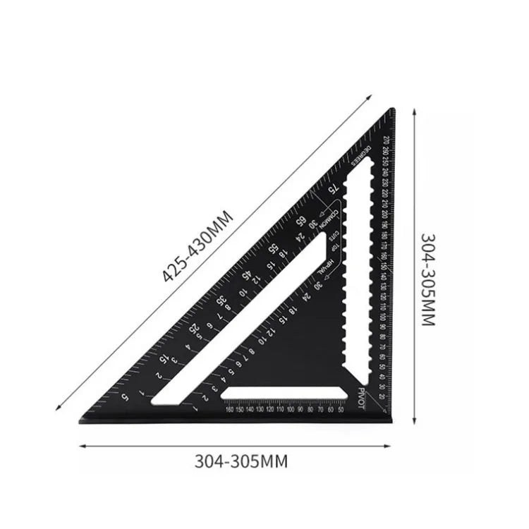 Triangle Ruler 12inch Angle Protractor Aluminum Alloy Speed Metric Square Measuring Ruler for Building Framing Tools Gauges