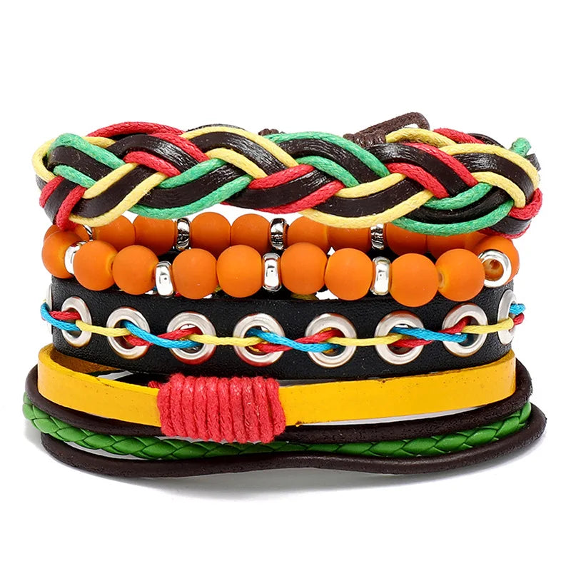 Mothers Day Gifts Personality Colorful Ethnic Leather Bracelet Sets