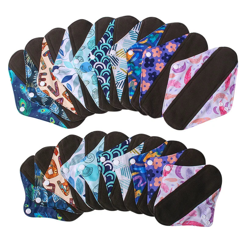Babyshow 3 Size Women Sanitary Reusable Washable Absorbent Layer Fabric Cloth Bamboo Charcoal Period Menstrual Napkins Pad