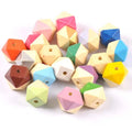 Natural Unfinished Wooden Hexagon Geometry Color Loose Spacer Beads Accessories Jewelry Making Polygon Chew Bead Craft Set Diy