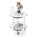 Factory Clear Transparent Round Acrylic Serving Trolley Mobile Hotel Food & Dining Cart for Living Room Use