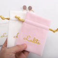 Custom Logo Printed Luxury Pink Gift Velvet Drawstring Pouch Cosmetic Bag with Pink Velvet Luxury Drawstring Bag