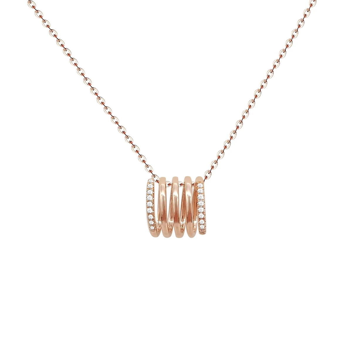 Fashion 18K Gold Spring Design Natural Diamond Necklace Jewelry 18K Solid Gold Necklace Thin Gold Chain MegaBDM