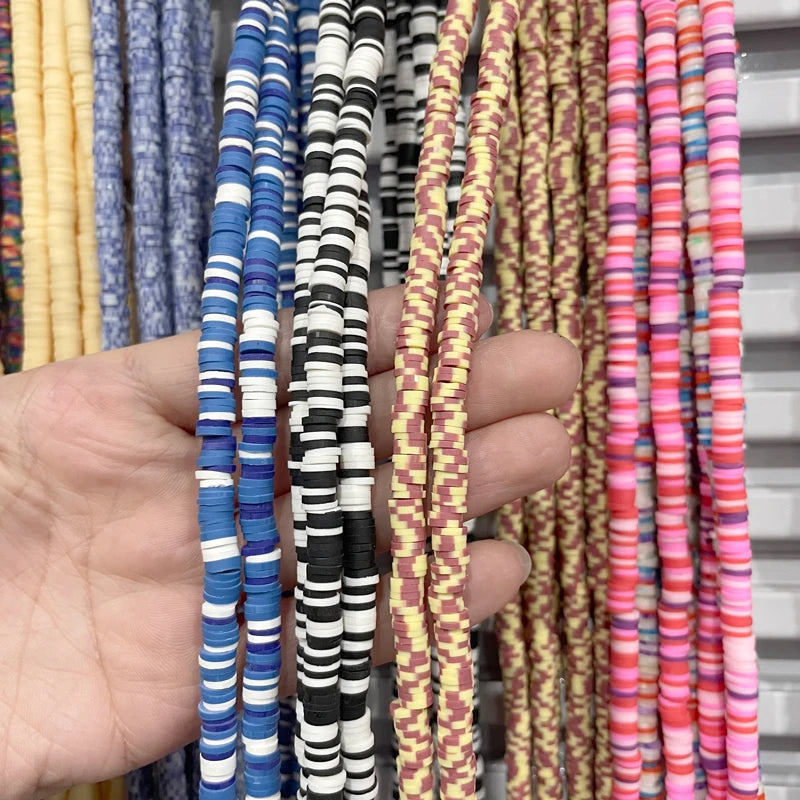 Factory Price DIY Accessory 4mm 6mm Polymer Clay Beads in Bulk Wholesale Round Multicolor Soft Clay Beads for Bracelet Making