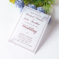 Custom 5X7 Inches Luxury Rose Gold Foil Wedding Invitation Cards White Acrylic with Envelope Music Style Paper Material