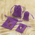 Custom Brand Logo Recyclable Velvet & Suede Drawstring Jewelry Pouch for Watches Bracelets Necklaces