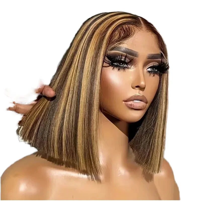 10 Inch Bob Wig 13x4 Transparent Lace Front Wigs Human Hair Pre Plucked Short Bob Lace Frontal Wigs for Black Women 200 Density