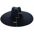 Wool Felt Fashion Oversized Big Brim Black Stiff Floppy 16CM Wide Brim Fedora Hat for Ladies Women Show Party Events