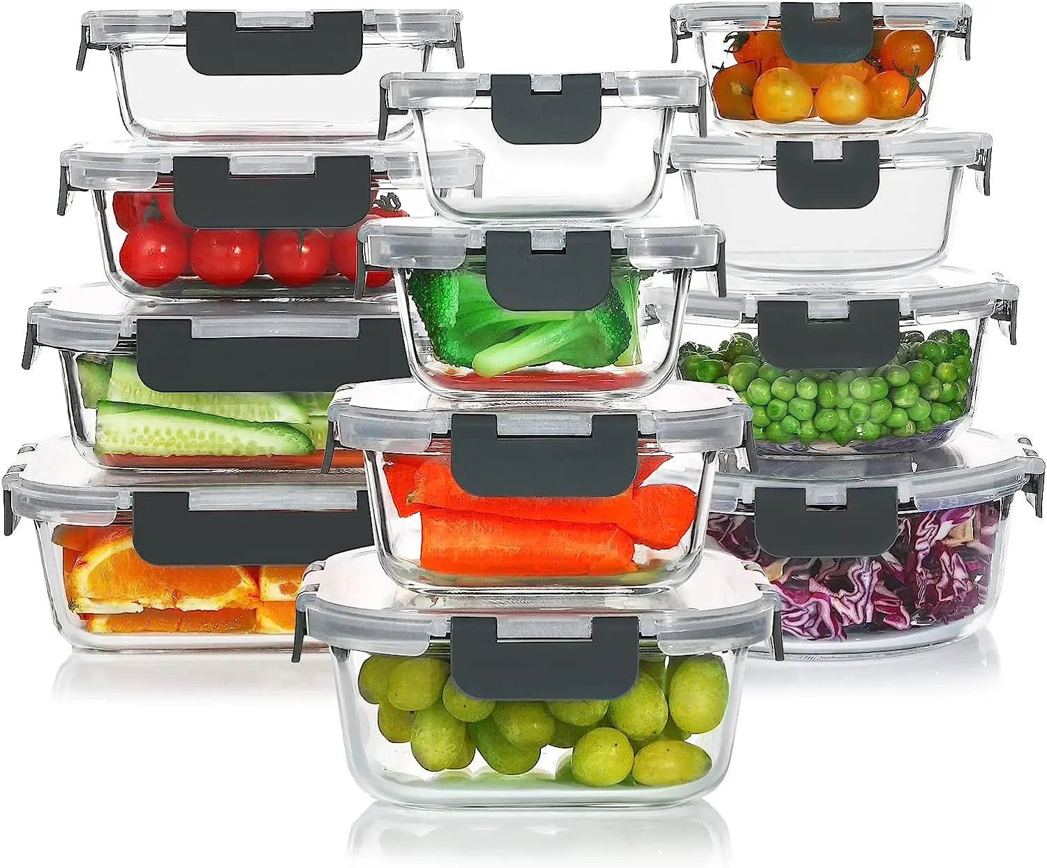 Dainty Factory Kitchen Accessories Glass Storage Containers with Plastic LidsKitchen Accessories Lunch Box 2 Sets