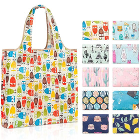 Large Capacity Foldable Recyclable Reusable Polyester Grocery Shopping Bags with Folding Style