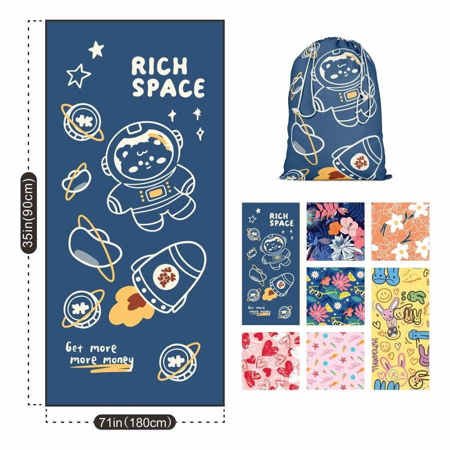 Wholesale Sublimation Custom Printed Quick Dry Microfiber Beach Towel with logo