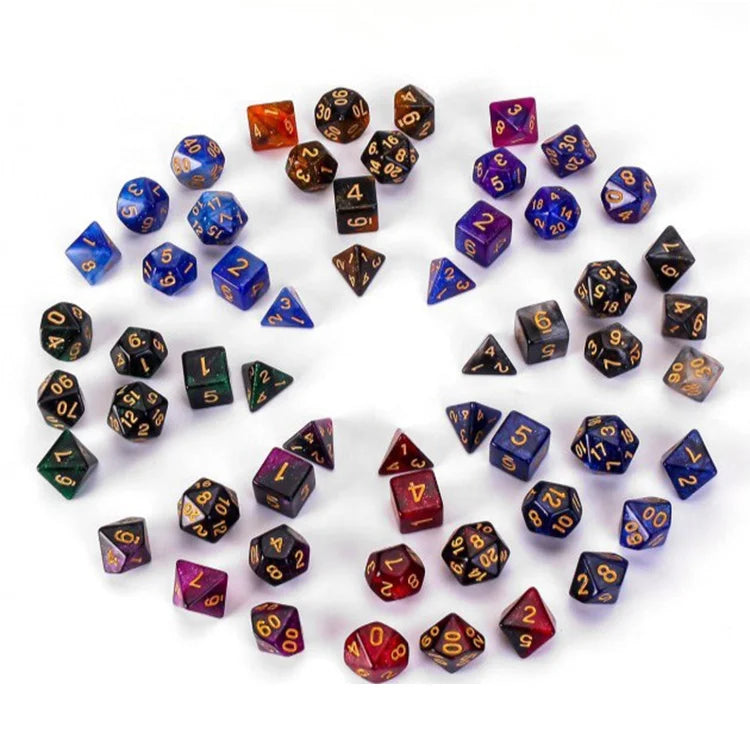 Multiple Color Options 7-die Polyhedral Acrylic Gambling DND Dice for Home Party