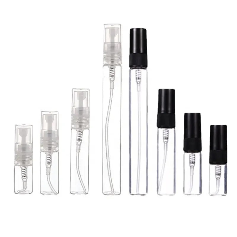 Cheap High Quality 2ml 3ml 5ml 10ml Small Perfume Atomizer Vials Sample Glass Bottle With Plastic Spray Pump Mini Tester Bottles