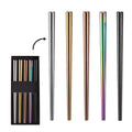 Stainless Steel 304 Square Chopsticks Colorful 5-Piece Set with Box for Dining & Back to School