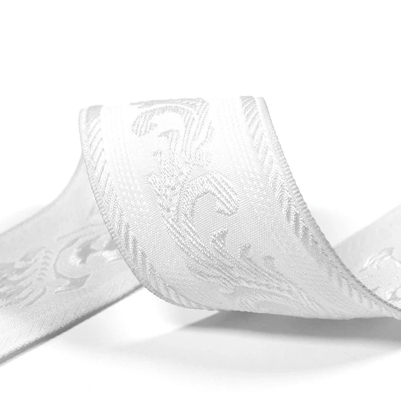Geometry Jacquard Ribbon White Embroidery Lace Trim Webbing for Bedding Industryd