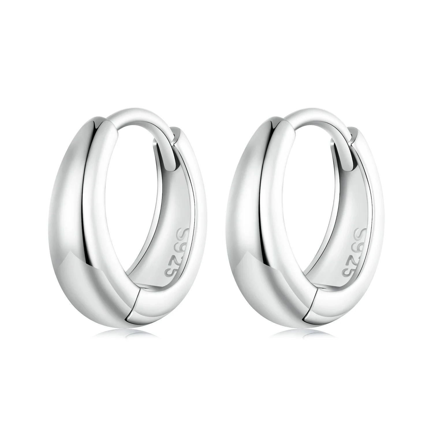 925 Sterling Silver Classic Round Ear Buckles Simple Hoop Earrings for Women Platinum Plated Fine Jewelry