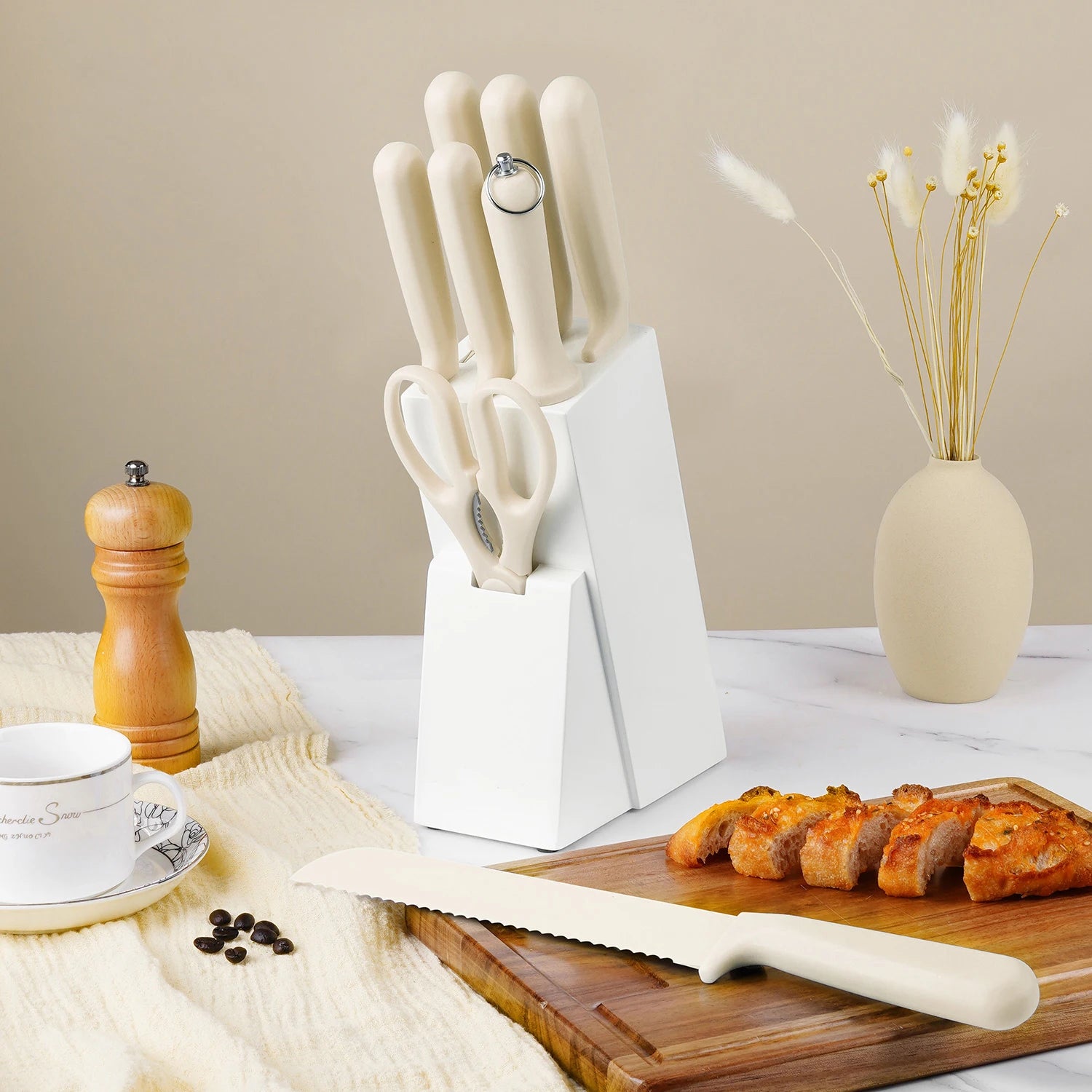 Stellar New 8-Piece Stainless Steel Chef Knife Set Non-Stick Coating Colorful PP Handle 3Cr13 Blade Kitchen Knives Set