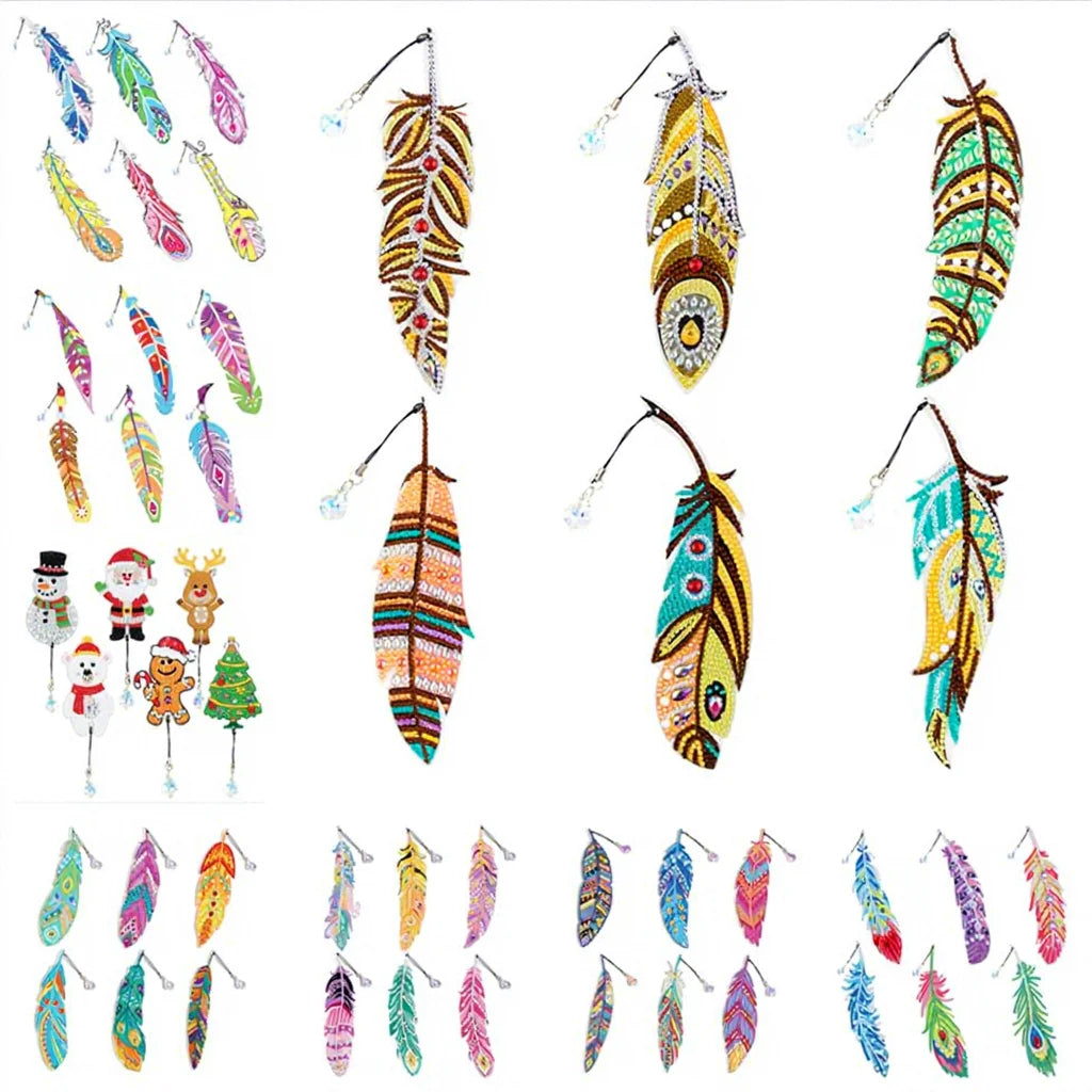 LS New Creative 6pcs/set Single-Sided Diamond Bookmark PVC Printed Classic Style DIY Diamond Painting Tool Package