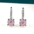 Fashion Jewelry 925 Silver Earrings Women Pink Stone Earrings Inlay CZ Cubic Zirconia Hoop Earrings