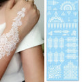 White Henna Temporary Tattoo Sticker Flash Bride Wedding Tattoos Sticker White Lace Waterproof Body Henna Tattoo Stickers