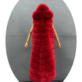 Winter Custom Length X-Long Ankle Length Real Fox Fur Vest Thick Warm Trench Outwear