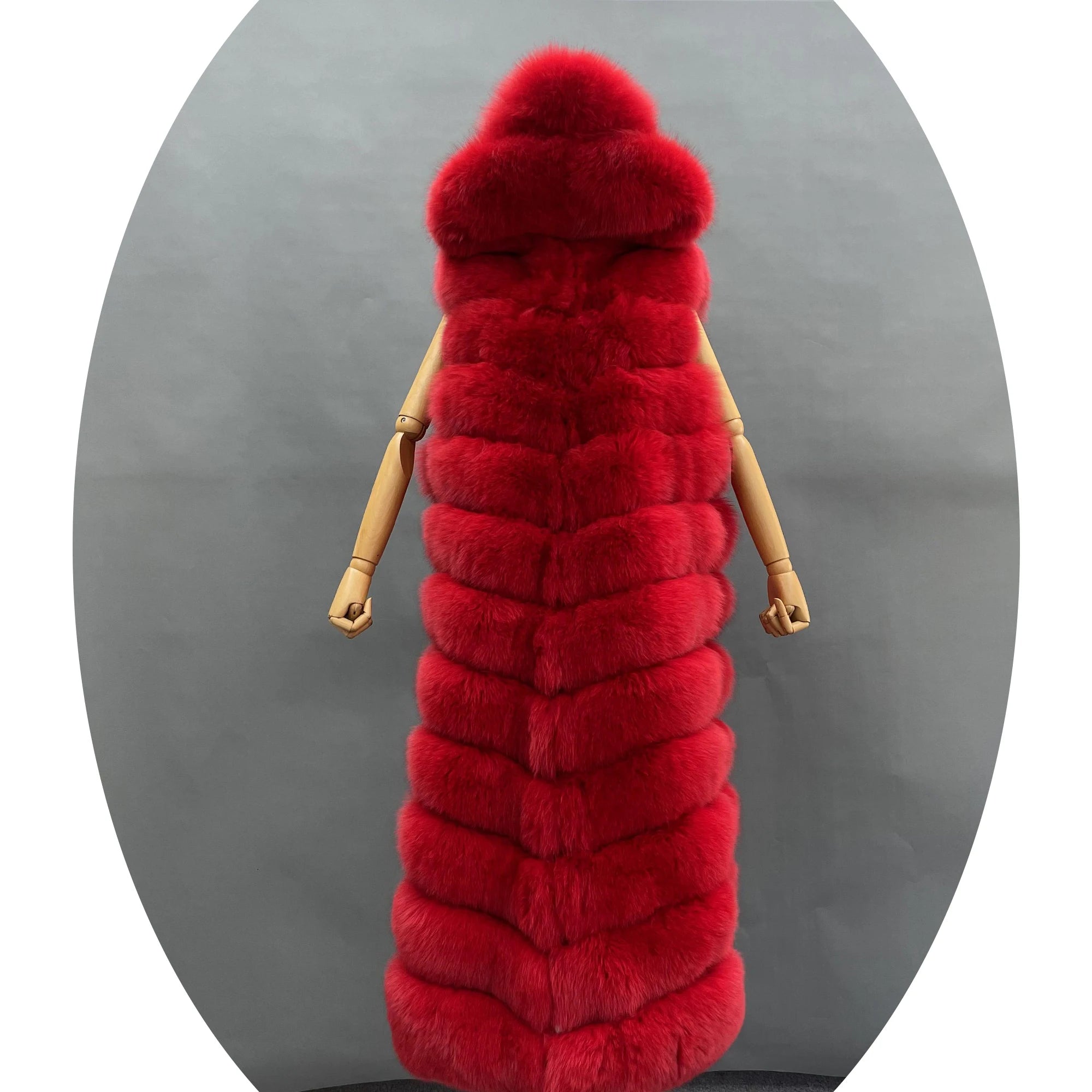 Winter Custom Length X-Long Ankle Length Real Fox Fur Vest Thick Warm Trench Outwear