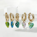 SP Vintage Fashion 14K Gold Plated Hoop Earrings Jewelry Heart Shaped Dangle Coloured Glaze Earring for Women