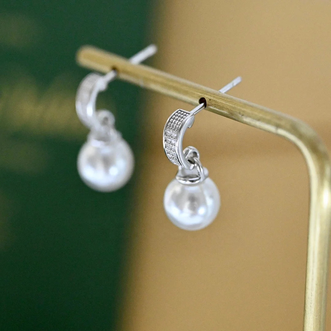 E2228 8-9mm DIY Natural Freshwater Pearl Charm Earrings Mounting Accessory 925 Sterling Silver Gold Plated  Jewelry for Women