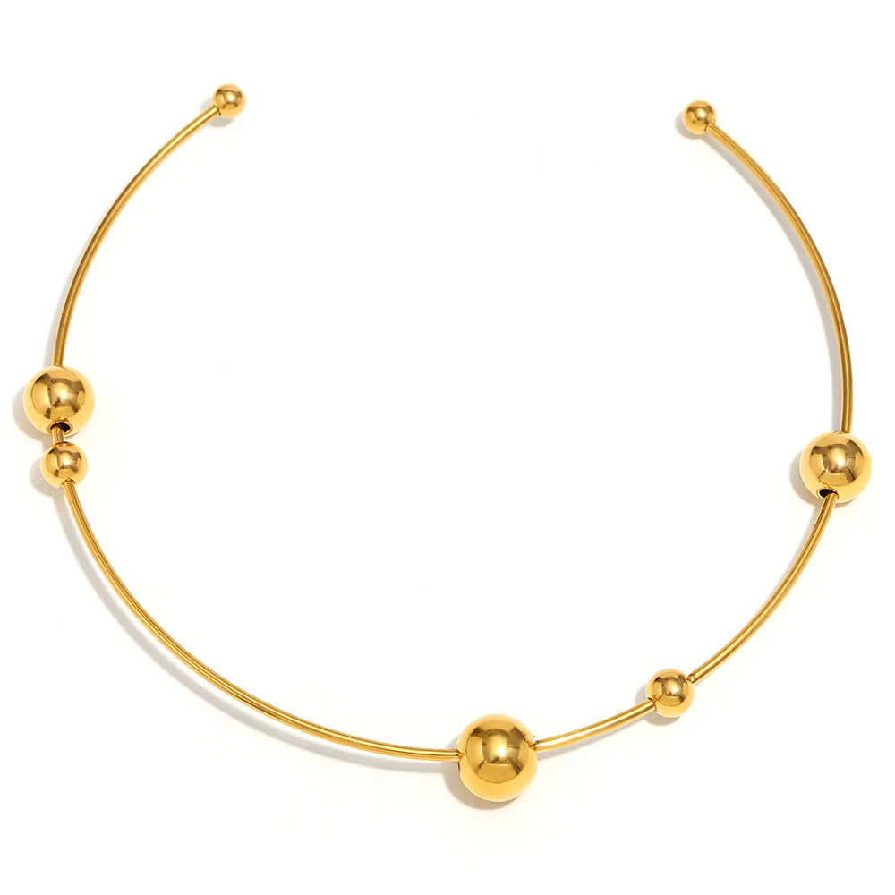 2025 New Design Stainless Steel Hypoallergenic Collar 18K PVD Gold Plated Beads Collar Necklaces